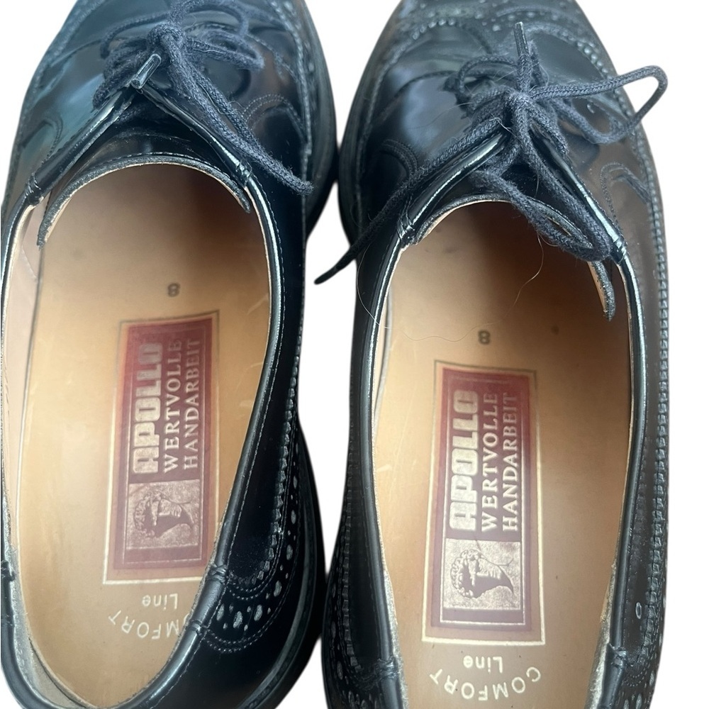 APOLLO WERTVOLLE HANDARBEIT mens Oxford LEATHER SHOES size 8 brogues black - Picture 6 of 6
